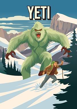 Yeti Cryptid Travel Poster Cryptozoology
