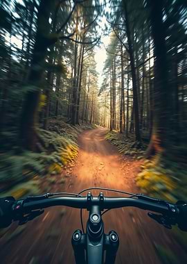 Speedy Mountain Biking Through Forest