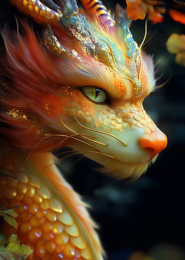 Golden Dragon Portrait Animal