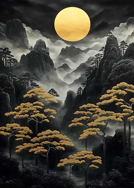 Golden Mountain Landscape