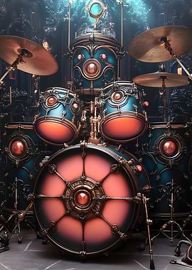 Ornate Steampunk Drum Set Music