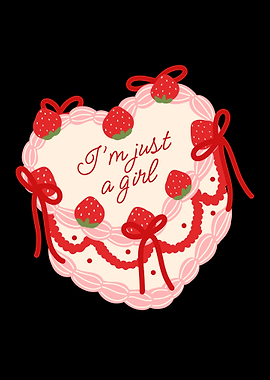 I'm Just A Girl Vintage Strawberry Heart Cake