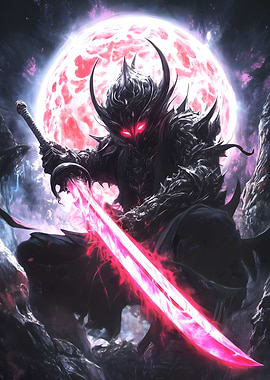 Dark Samurai with Red Sword