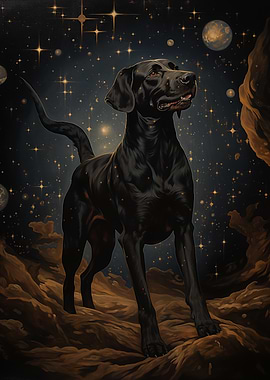 Celestial Black Dog Painting