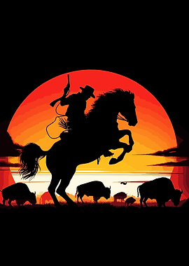Cowboy Silhouette Sunset