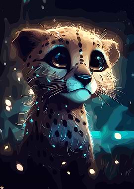 Cheetah Cub in the Night
