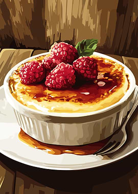 Crème brûlée with raspberries