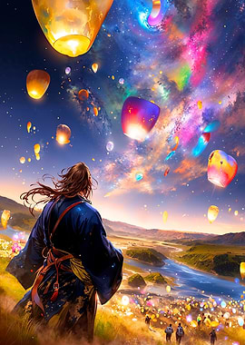 Sky Lanterns and Galaxy