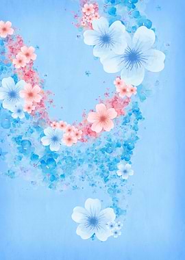 Pink Blue Flowers of Serenity