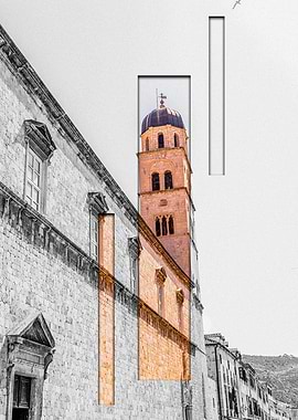 Church Tower in a Window dubrovnik Croatia