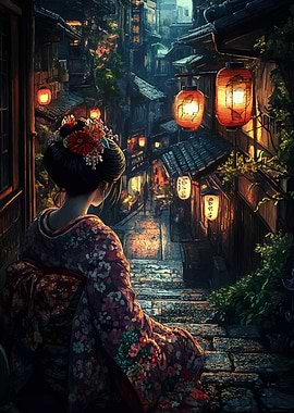 Geisha in Japanese Alley
