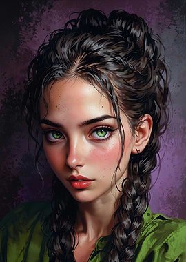 Portrait of a Woman with Green Eyes - Olive
