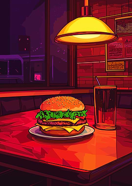 Nighttime Diner Burger