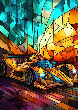 Stained Glass Race Car