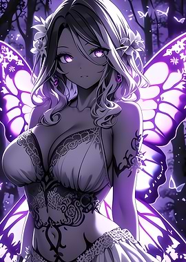 Purple-Winged Anime Girl Fairy