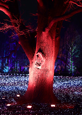 Illuminated Tree with Face