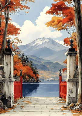 Autumn Mountain View Japanese Landscape