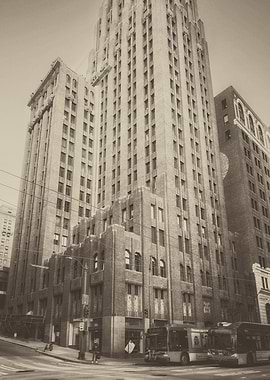 Vintage Cityscape with Tall Buildings