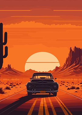 Desert Road Sunset