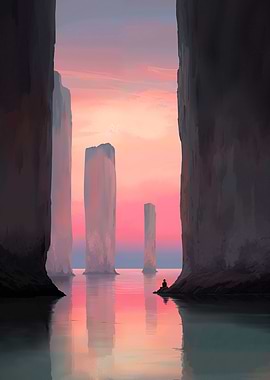 Solitary Figure at Sunset