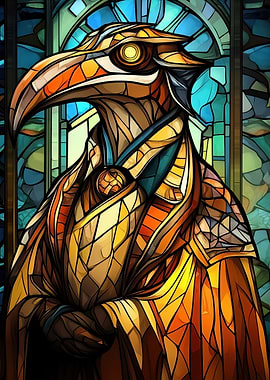 Stained Glass Bird Figure