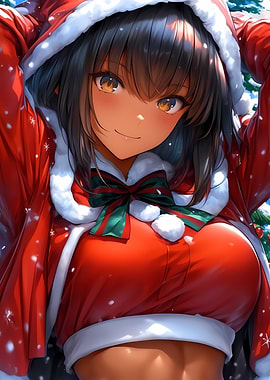 Anime Girl in Santa Outfit Christmast