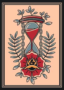 Hourglass & rose vintage style