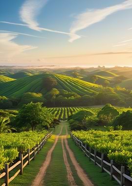 Green Hills and Country Road