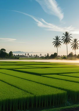 Sunrise Over Rice Paddy