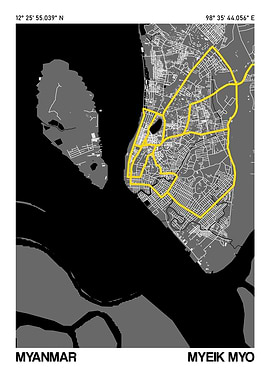 Myeik Myo City Street Map