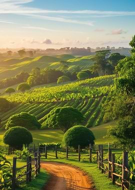 Vineyard Sunset Landscape