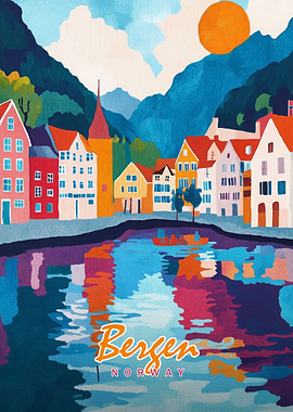 Bergen, Norway Watercolor