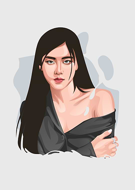 Woman with Long Black Hair