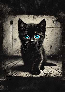 Black Cat with Blue Eyes