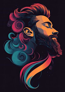 Vibrant Bearded Man