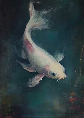White Koi Fish Painting