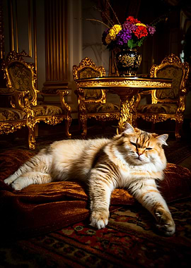 Golden Cat in Luxurious Setting