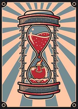 Hourglass & sacred heart vintage art