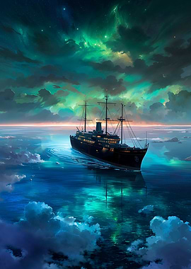 Ship Under Starry Sky