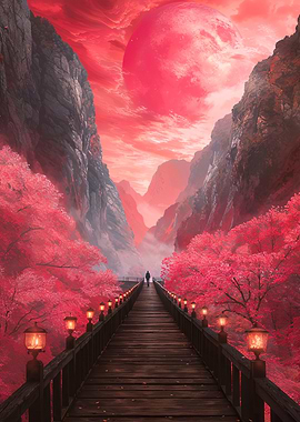 Red Moon Landscape