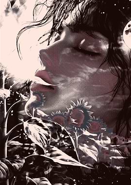 Woman's Face with Flowers