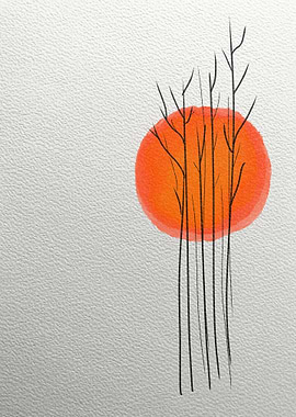 Minimalist Sunset Tree