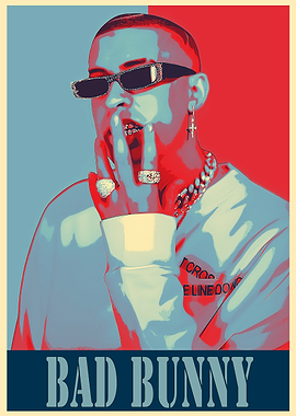 Bad Bunny Pop Art Poster