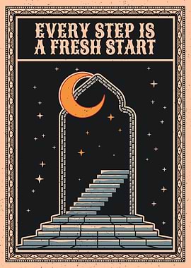 Stairway & Crescent Moon Art