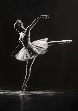 White Ballerina on Black