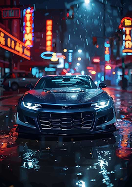 Chevrolet Camaro in Neon City Rain