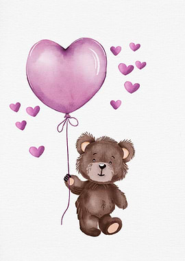 Teddy Bear with Heart Balloon