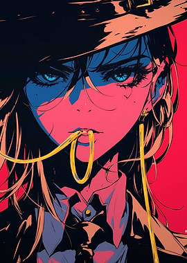 Anime Girl with Hat and Chain