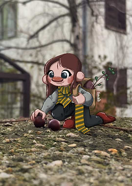 Cartoon Girl with Backpack