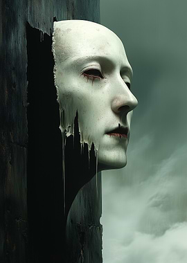 Melting Face in Wall